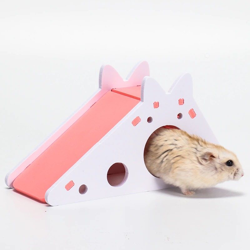 Hamster Leksak Gömställe Hus Stege Slide Trä