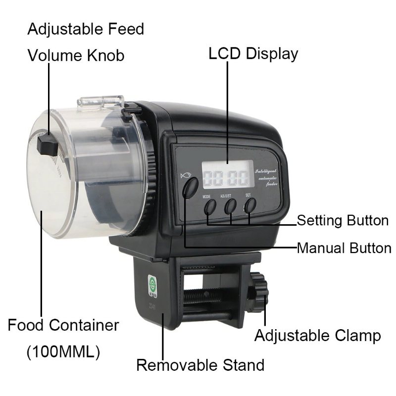 Fish Automatic Feeder Lcd Display Timer Feeding Dispenser