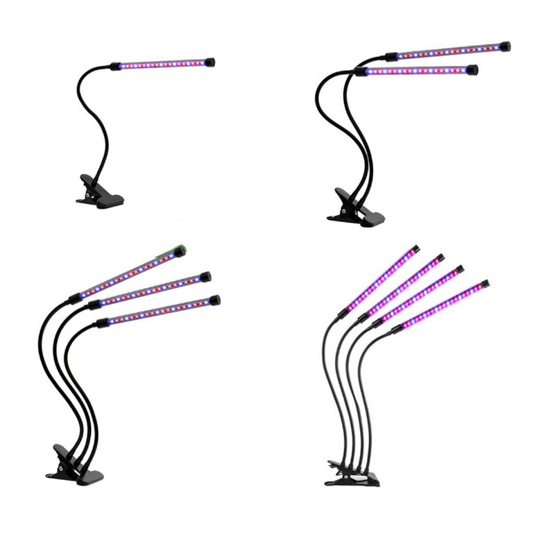 1/2/3/4 Head Led Grow Light Plant Odling Lamp Lights Med Klämma För Inomhusväxter