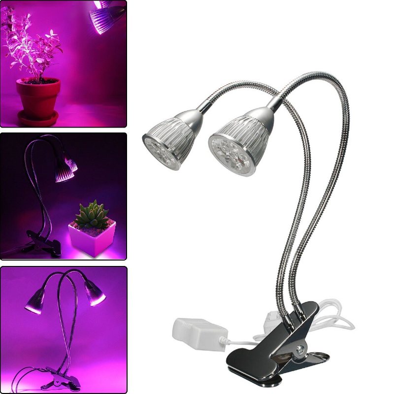 10w Dual Head Full Spectrum Led Grow Light Clip Kit För Inomhusväxt Hydroponics Us Plug 110-240v