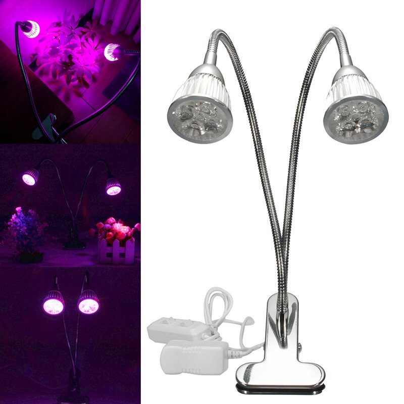 10w Dual Head Full Spectrum Led Grow Light Clip Kit För Inomhusväxt Hydroponics Us Plug 110-240v