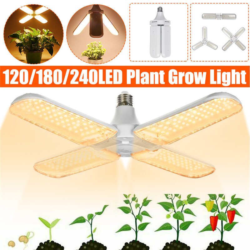 120/180/240led Grow Light E27 Fullspektrum Växande Hydroponisk Garagelampa För Växtgrönsaker Ac85-265v