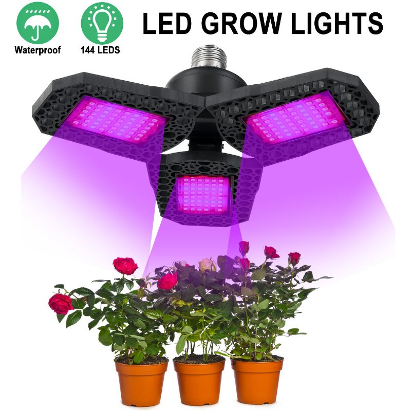 144 Led Grow Lights Panel Full Spectrum E27 Led Plant Growth Greenhouse Lamp