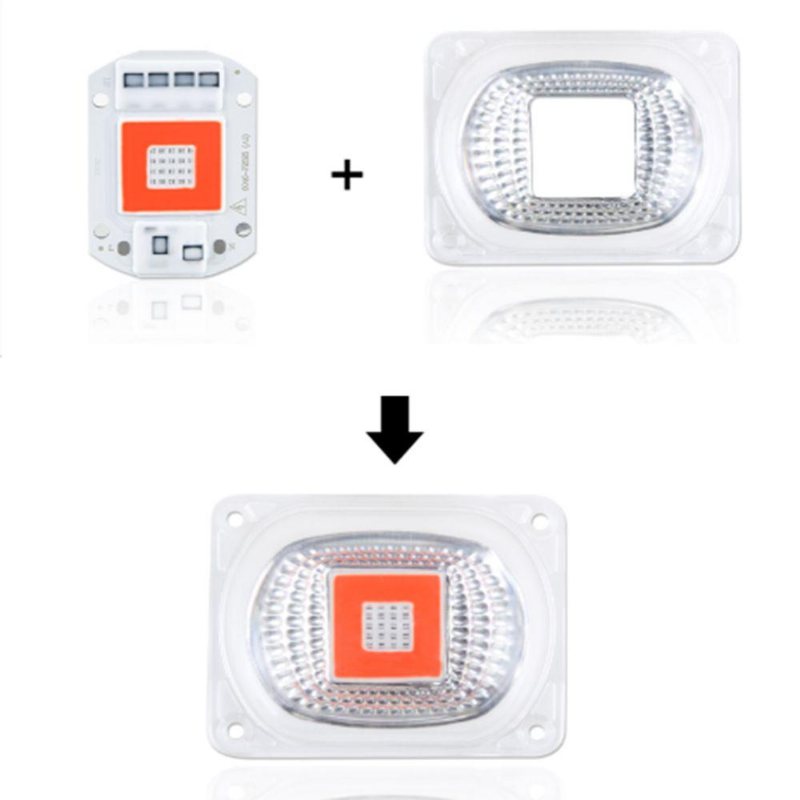 20w 30w 50w Vattentätt Led-chip Med Linsreflektor Fullspektrum Växtljus För Växter Ac 110v/220v