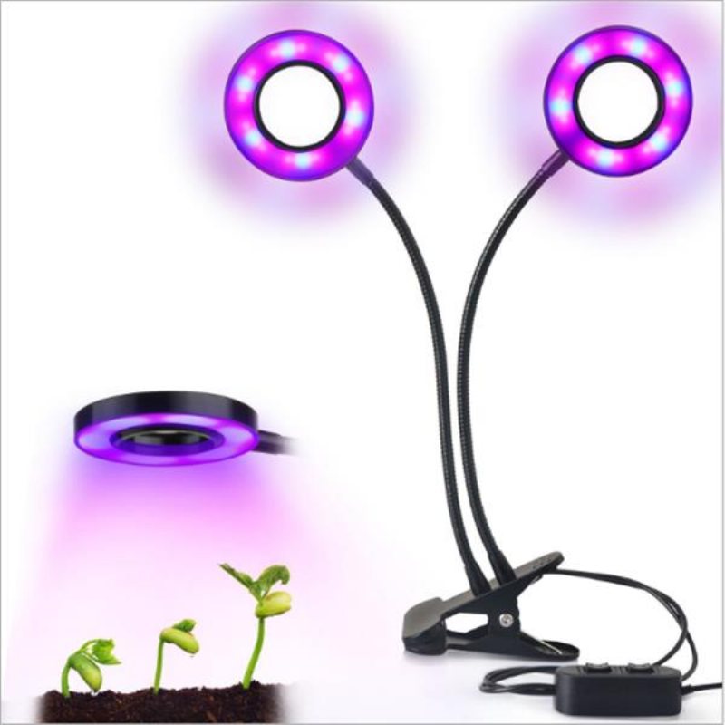 24w Daul Head Led Plant Grow Light Flexibel Skrivbordsklämma Lampa För Grönsaker Frukt Blommor Hydroponics