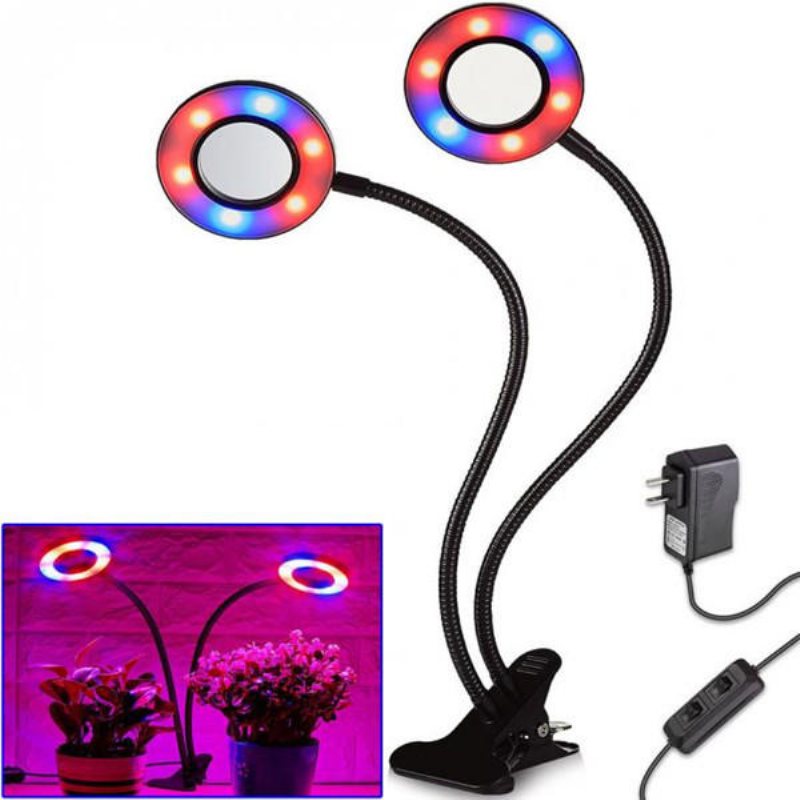 24w Daul Head Led Plant Grow Light Flexibel Skrivbordsklämma Lampa För Grönsaker Frukt Blommor Hydroponics