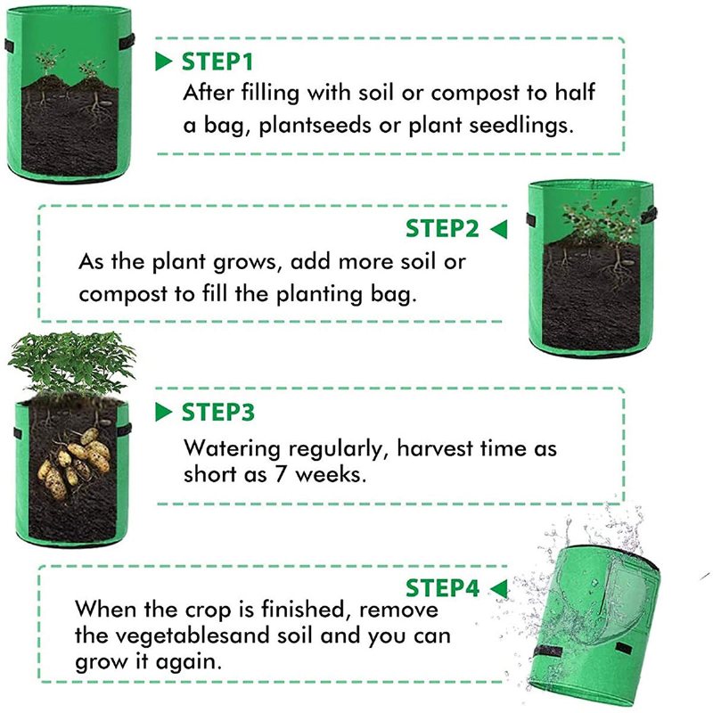 2st Odlingspåsar Tvird Planteringskruka Frukt Blomma Grönsak Tomat Potatis Återanvändbar Påse