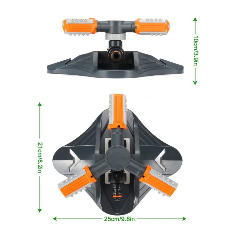3 Armar Automatisk 360° Rotation Gräsmatta Sprinkler Spruthuvud Trädgård Bevattning Bevattningsverktyg