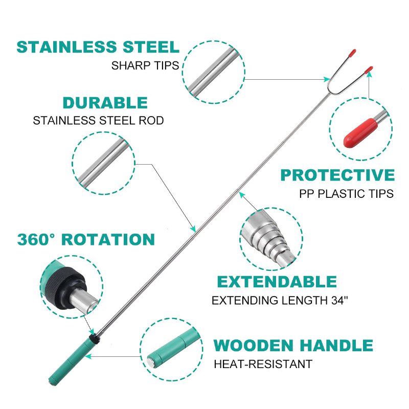 5-20 St 34 Tums Teleskoperande Bbq-gaffel Bbq-stekpinnar Grillspettgaffel Bbq-verktyg