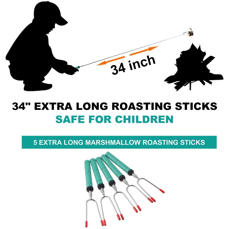 5-20 St 34 Tums Teleskoperande Bbq-gaffel Bbq-stekpinnar Grillspettgaffel Bbq-verktyg