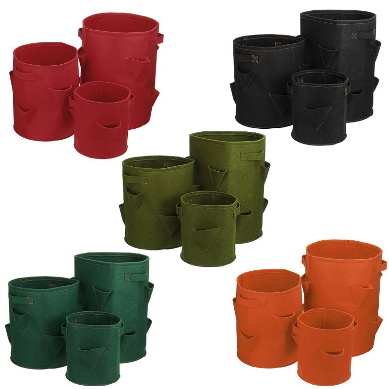 5/7/10 Gallon Jordgubbsplantering Grow Bag Plant Bags Med 3/6/8 Sidfickor