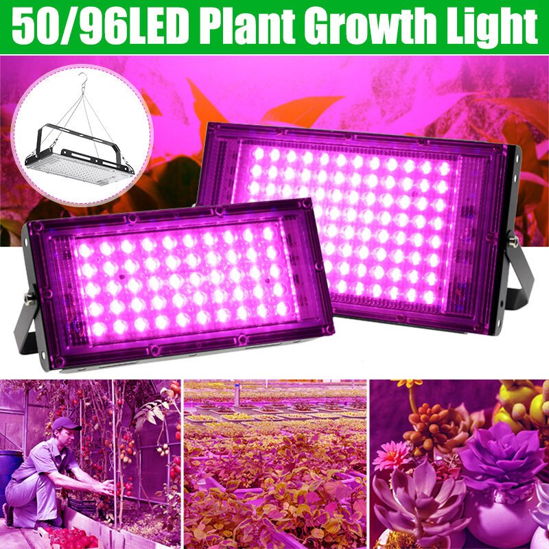 50/96led Grow Light Full Spectrum Växthusväxt Grönsaksblomma Hydroponics Ip65 Vattentät Lampa