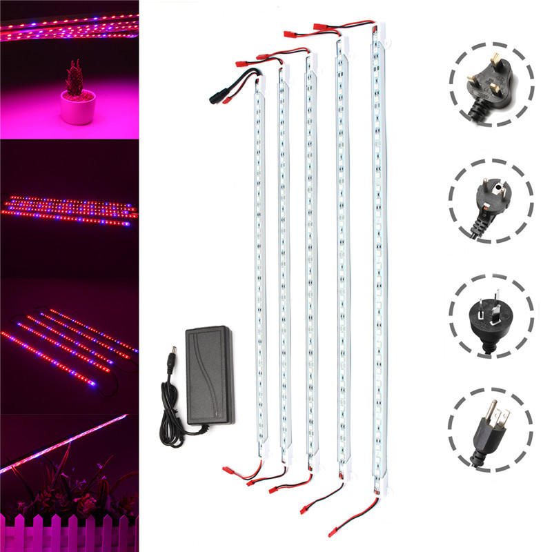 Dc12v 5pcs 50cm Vattentät Smd5050 Röd:blå 5:1 36led Strip Plant Garden Grow Light+5a Strömadapter