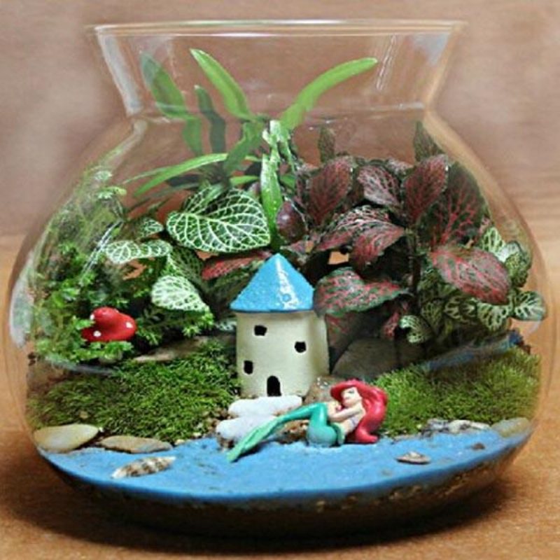 Diy Eco Flaskdekorationer Resin House Castle Garden Micro Landscape