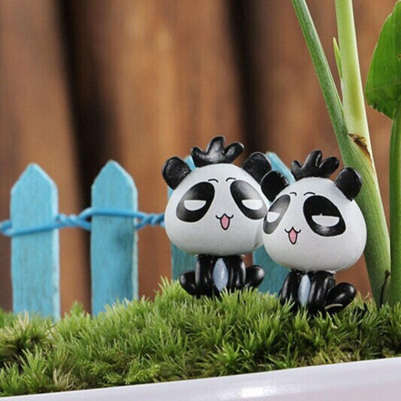 Diy Miniatyr Söt Panda Ornament Krukväxt Trädgårdsdekor