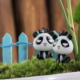 Diy Miniatyr Söt Panda Ornament Krukväxt Trädgårdsdekor