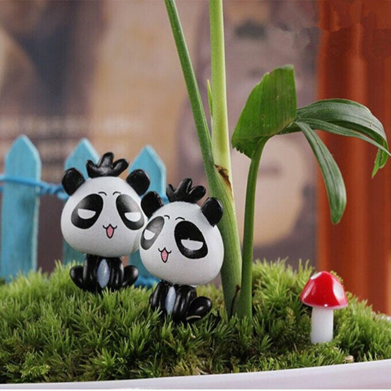 Diy Miniatyr Söt Panda Ornament Krukväxt Trädgårdsdekor