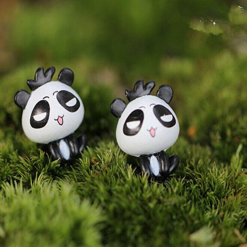 Diy Miniatyr Söt Panda Ornament Krukväxt Trädgårdsdekor