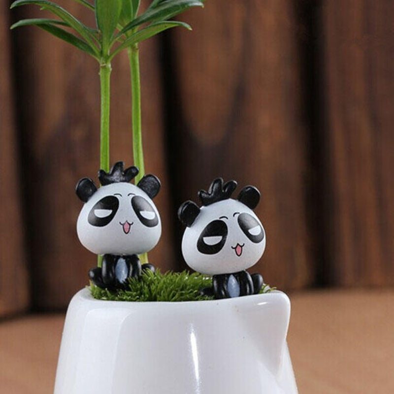 Diy Miniatyr Söt Panda Ornament Krukväxt Trädgårdsdekor