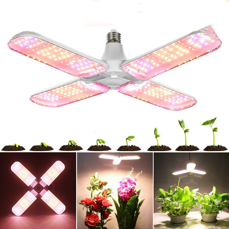 E27 2/3/4 Blad Full Spectrum Led Grow Glödlampa Vikbar Hydroponiska Inomhusväxter Växtlampa 85-265v