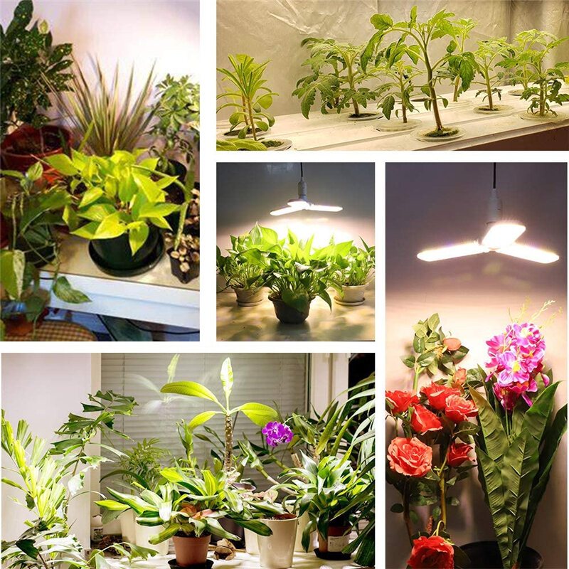 E27 2/3/4 Blad Full Spectrum Led Grow Glödlampa Vikbar Hydroponiska Inomhusväxter Växtlampa 85-265v