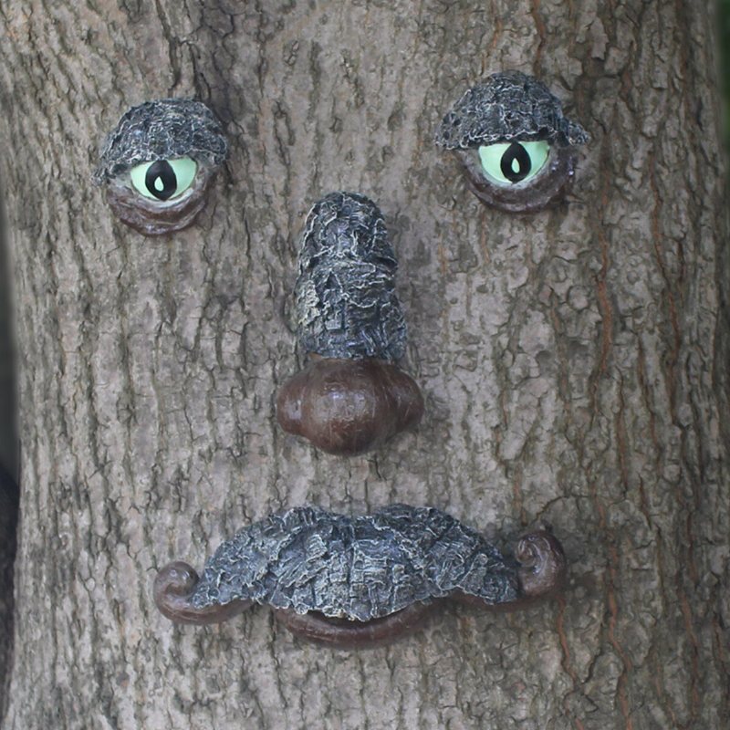 Gammal Man Med Skägg Träd Hugger Garden Yard Art För Utomhusskulptur Trädansikte Trädgårdsinredning