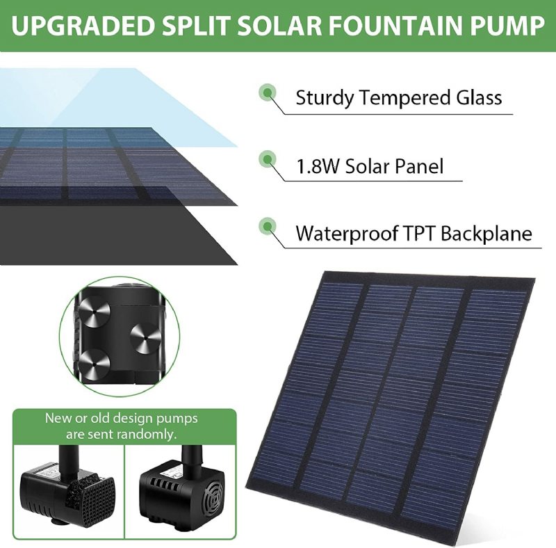 Gochange 1.8w 180l/h Borstlös Solpanelsfontän Vattenpump För Trädgårdspooldamm Akvariumfontän