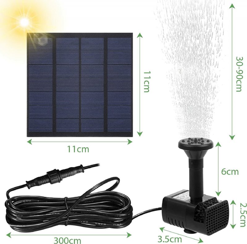 Gochange 1.8w 180l/h Borstlös Solpanelsfontän Vattenpump För Trädgårdspooldamm Akvariumfontän