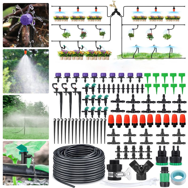 Gotgelif 29m 153pcs Droppbevattningskit Automatisk Sprinkler Diy Trädgårdsbevattning Mikrodroppbevattningssystem Slangsatser