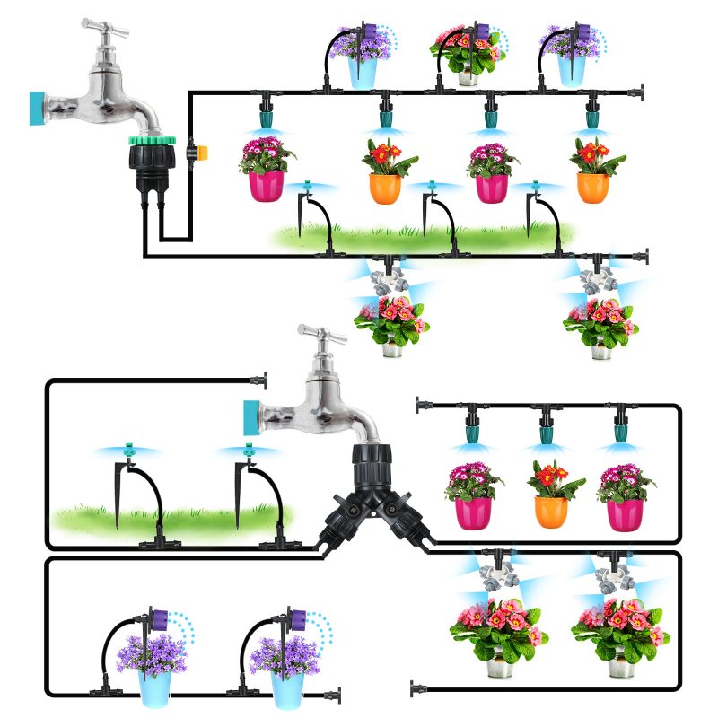 Jeteven 40m Droppbevattningskit Automatisk Sprinkler Diy Trädgårdsbevattning Mikrodroppbevattningssystem Slangsatser