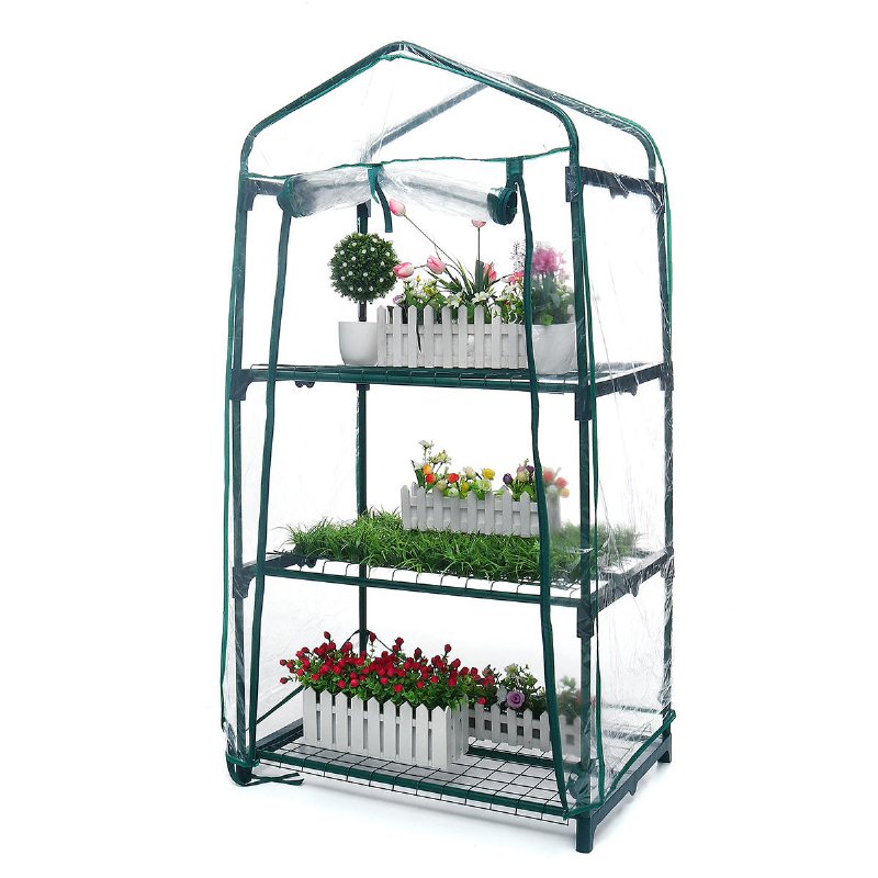 Mini Greenhouse Auedw 3 Hyllor Inomhus/utomhus Växthus Med Dragkedja Och Metallhyllor För Odling Av Grönsaker Blommor Och Plantor Plantering Växtlåda