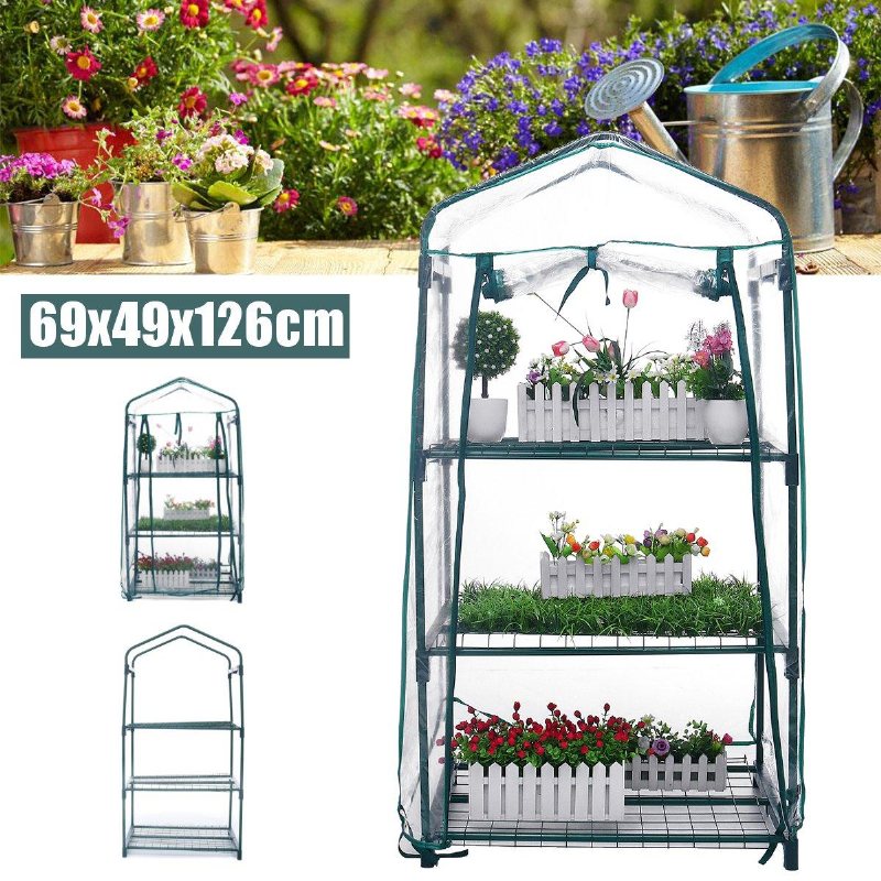 Mini Greenhouse Auedw 3 Hyllor Inomhus/utomhus Växthus Med Dragkedja Och Metallhyllor För Odling Av Grönsaker Blommor Och Plantor Plantering Växtlåda