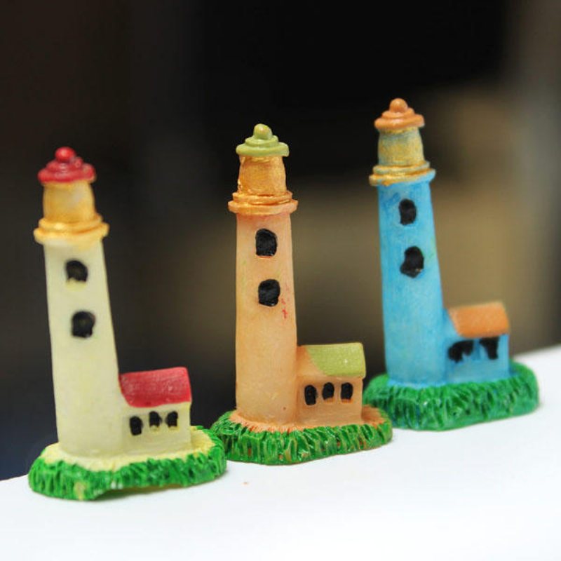 Mini Resin Lighthouse Micro Landskapsdekorationer Trädgård Diy Dekor