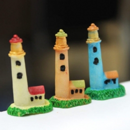 Mini Resin Lighthouse Micro Landskapsdekorationer Trädgård Diy Dekor