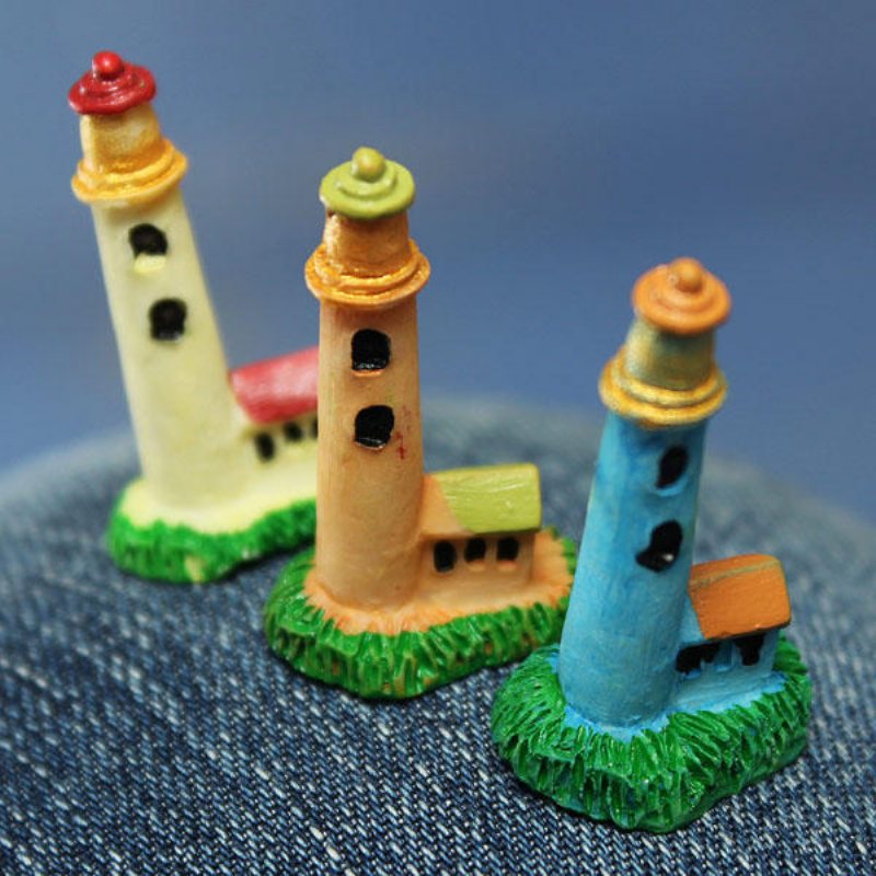 Mini Resin Lighthouse Micro Landskapsdekorationer Trädgård Diy Dekor