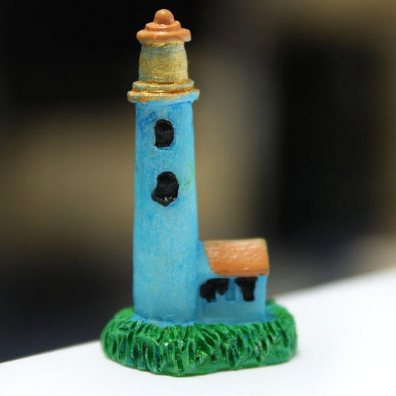 Mini Resin Lighthouse Micro Landskapsdekorationer Trädgård Diy Dekor