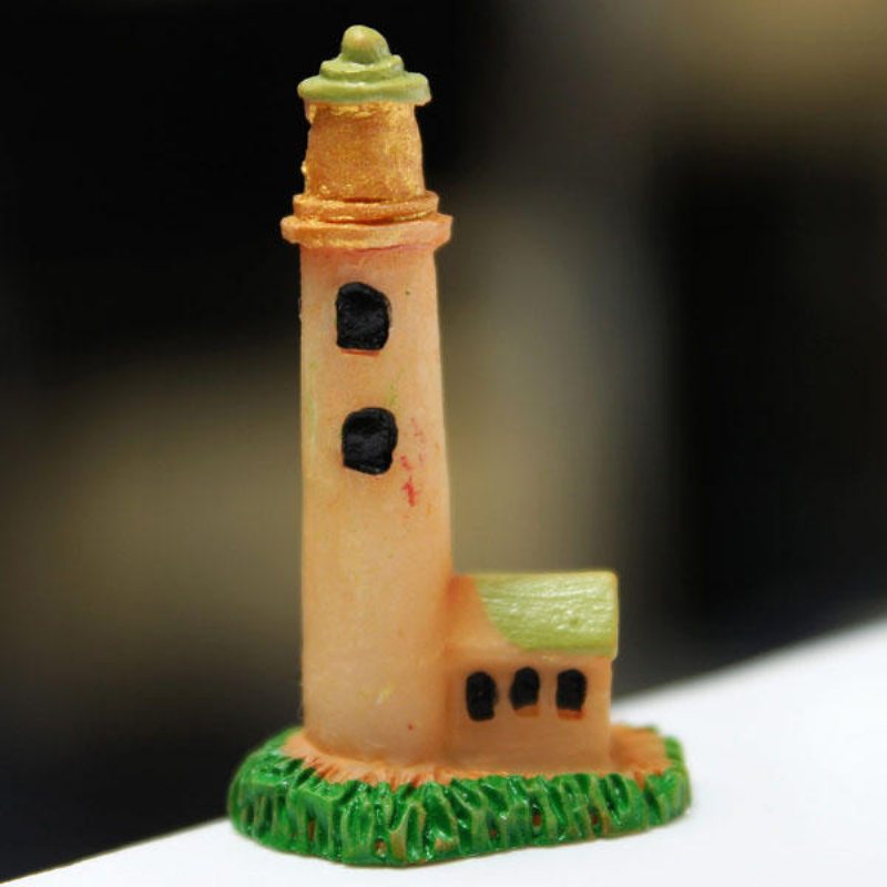 Mini Resin Lighthouse Micro Landskapsdekorationer Trädgård Diy Dekor