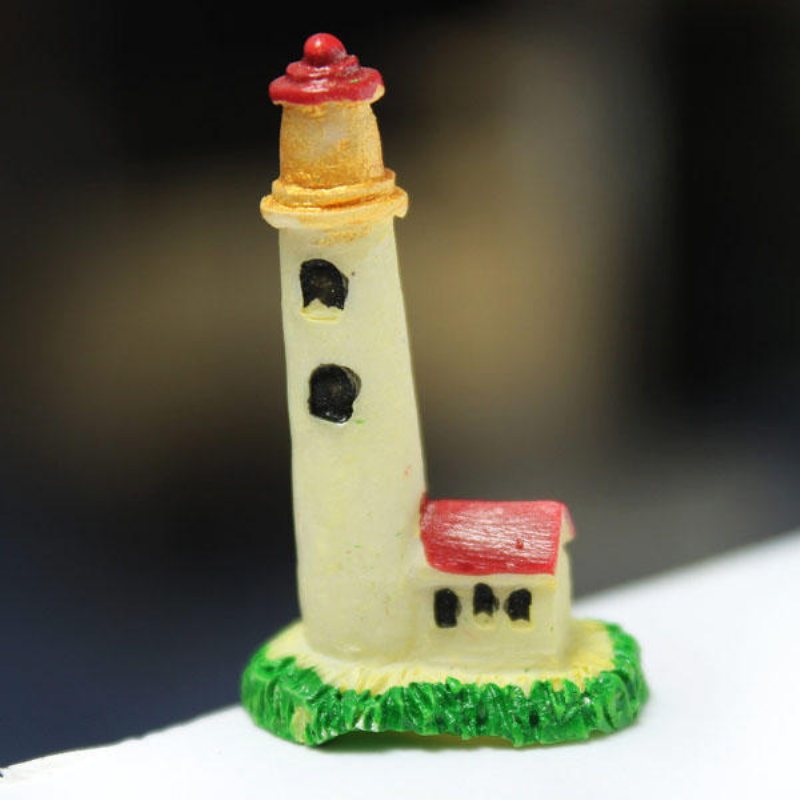 Mini Resin Lighthouse Micro Landskapsdekorationer Trädgård Diy Dekor