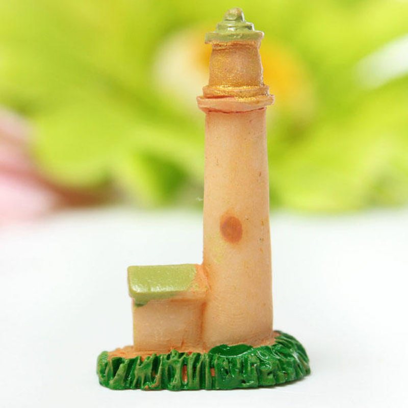 Mini Resin Lighthouse Micro Landskapsdekorationer Trädgård Diy Dekor