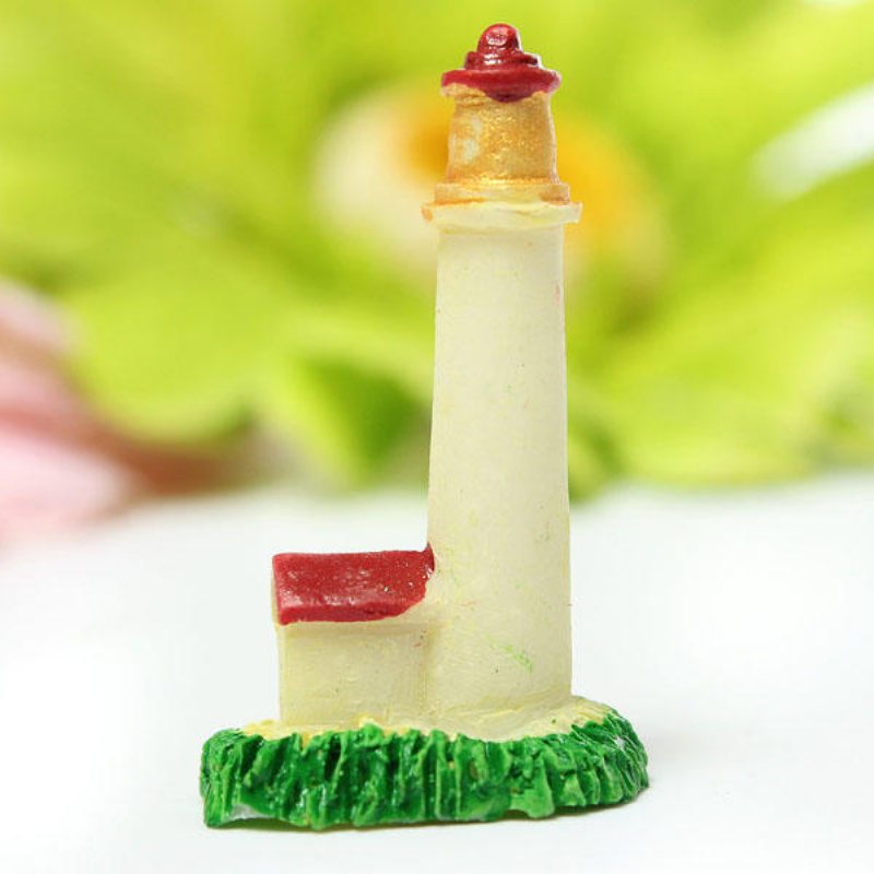 Mini Resin Lighthouse Micro Landskapsdekorationer Trädgård Diy Dekor