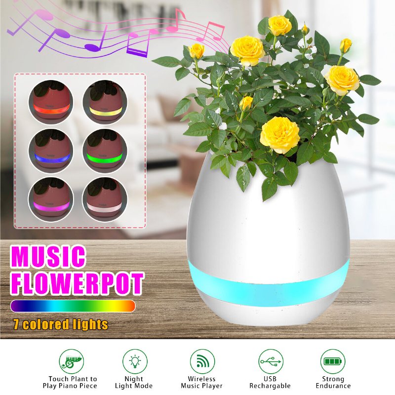 Musik Blomkruka Smart Touch Plant Play Sjufärgslampa Piano Led-lampa Ljus Bluetooth