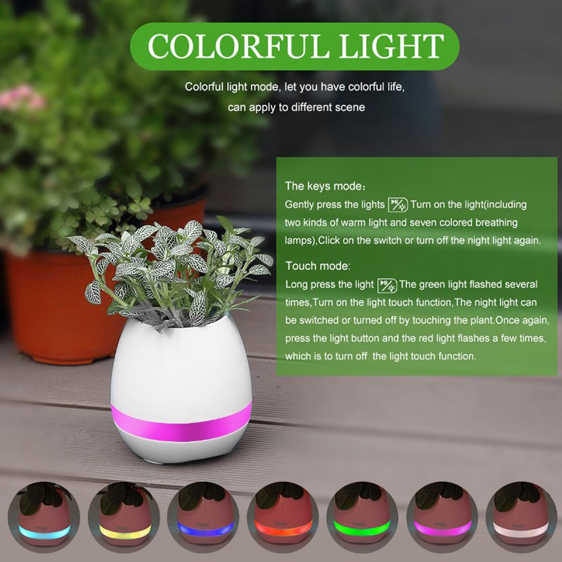 Musik Blomkruka Smart Touch Plant Play Sjufärgslampa Piano Led-lampa Ljus Bluetooth