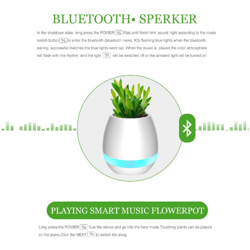 Musik Blomkruka Smart Touch Plant Play Sjufärgslampa Piano Led-lampa Ljus Bluetooth