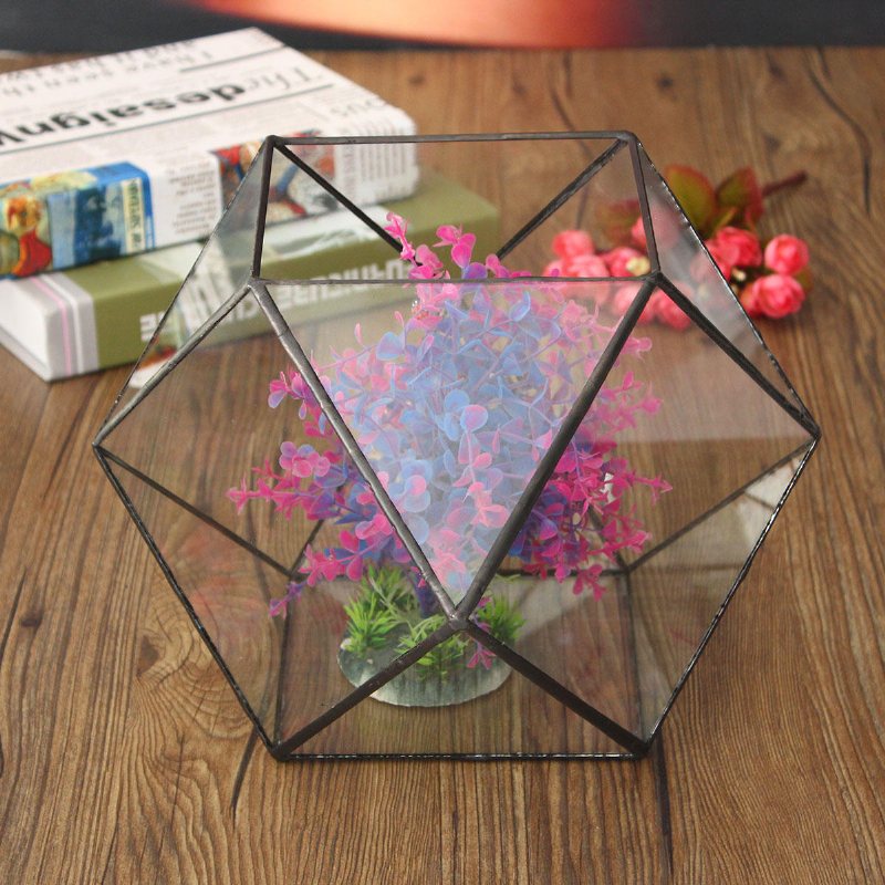 Polygon Växthus Glas Terrarium Diy Mikro Landskap Suckulenta Växter Blomkruka