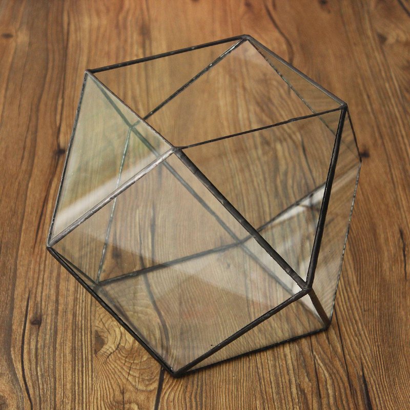 Polygon Växthus Glas Terrarium Diy Mikro Landskap Suckulenta Växter Blomkruka