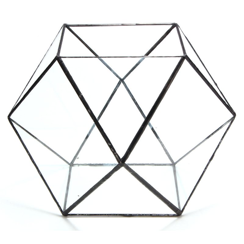 Polygon Växthus Glas Terrarium Diy Mikro Landskap Suckulenta Växter Blomkruka