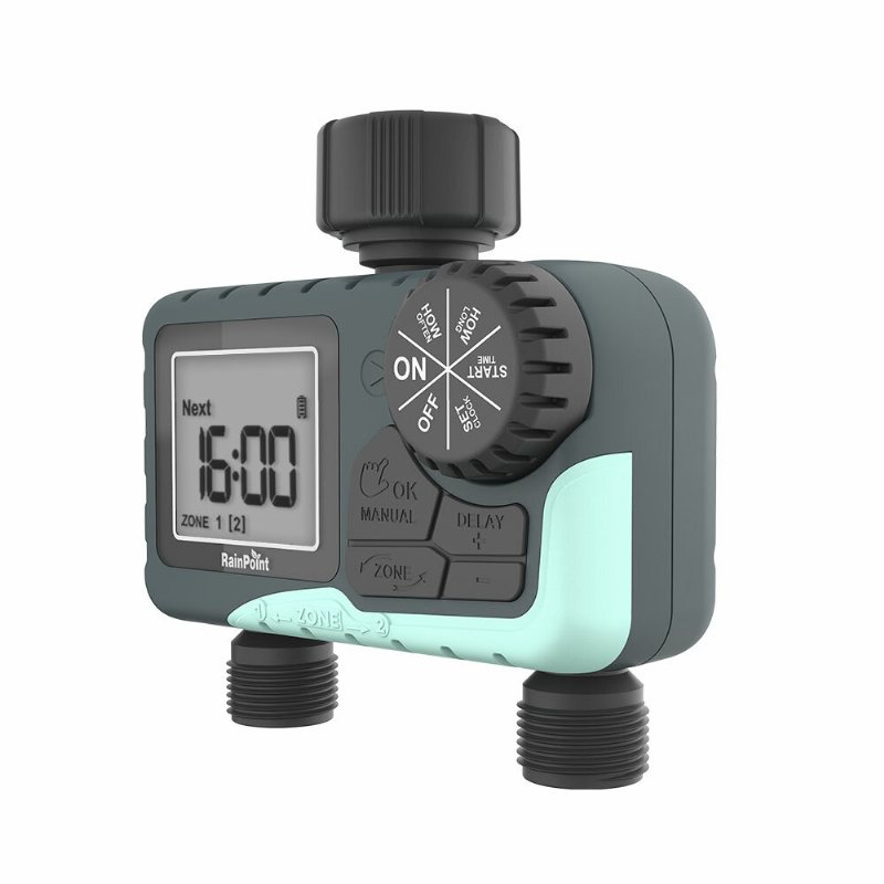 Rainpoint Sprinkler Timer Automatiskt Bevattningssystem Utomhus Vattentimer 2 Zoner Slangkran