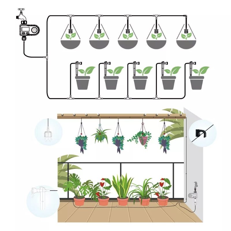 Rainpoint Sprinklertimer Timer För Vattenslang Med 3 Program Digitalt Bevattningstimersystem Med Vecka/dag Cykelfrekvens Manuellt/automatiskt Läge