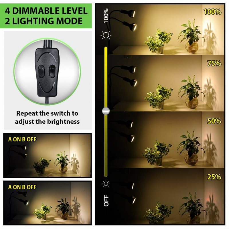 Relassy Ac100v-240v 300w 60led Dual Head Full Spectrum Led Grow Light För Inomhusväxter Daisy Chain Dimbar Knopp Solliknande Växt Grönsaksådd Och Blomma