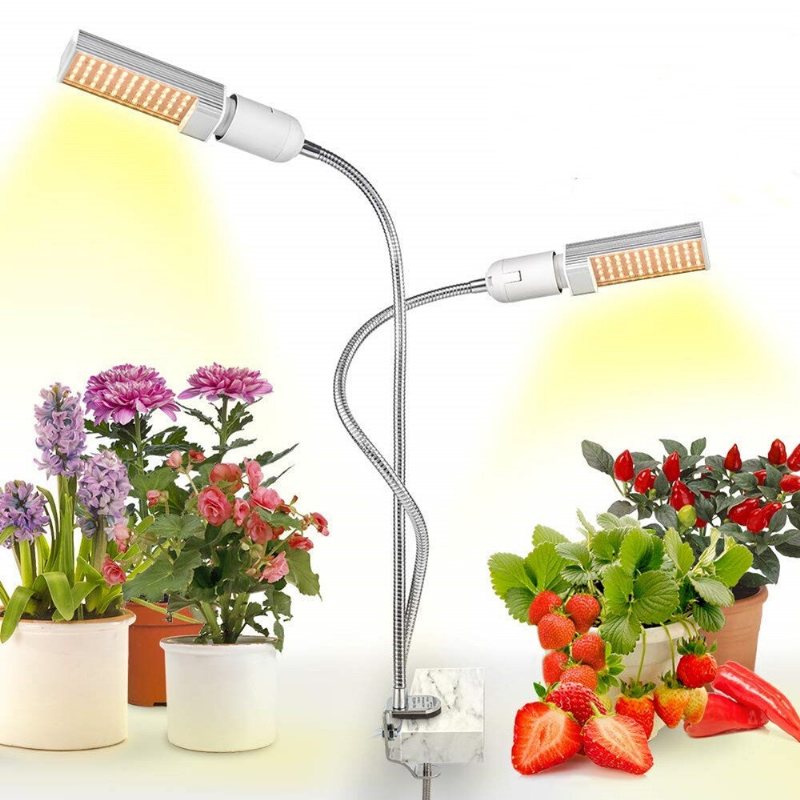 Relassy Led Grow Lights Plant Light Full Spectrum Gult Ljus Led-tillväxt Och Blomning Dubbelhuvud Svanhalsslang Rostfritt Stål